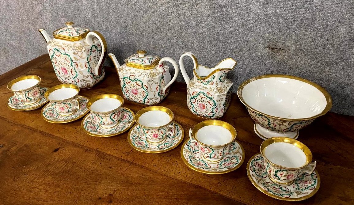 Porcelaine de Paris: magnifique service à thé / café époque Empire vers 1810