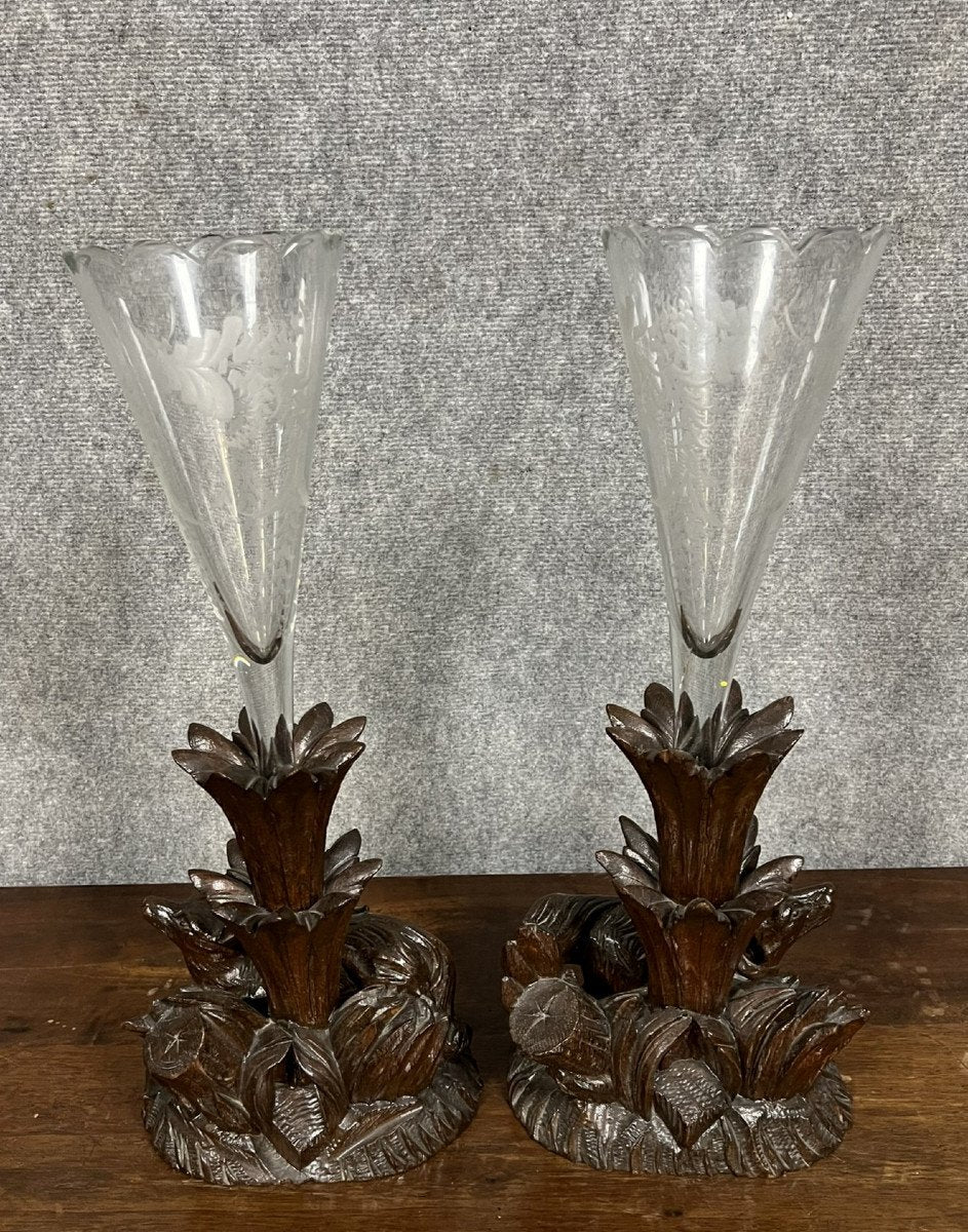 Paire De vases dit Tulipiers, Travail de la "Forêt Noire", époque Napoléon III vers 1880