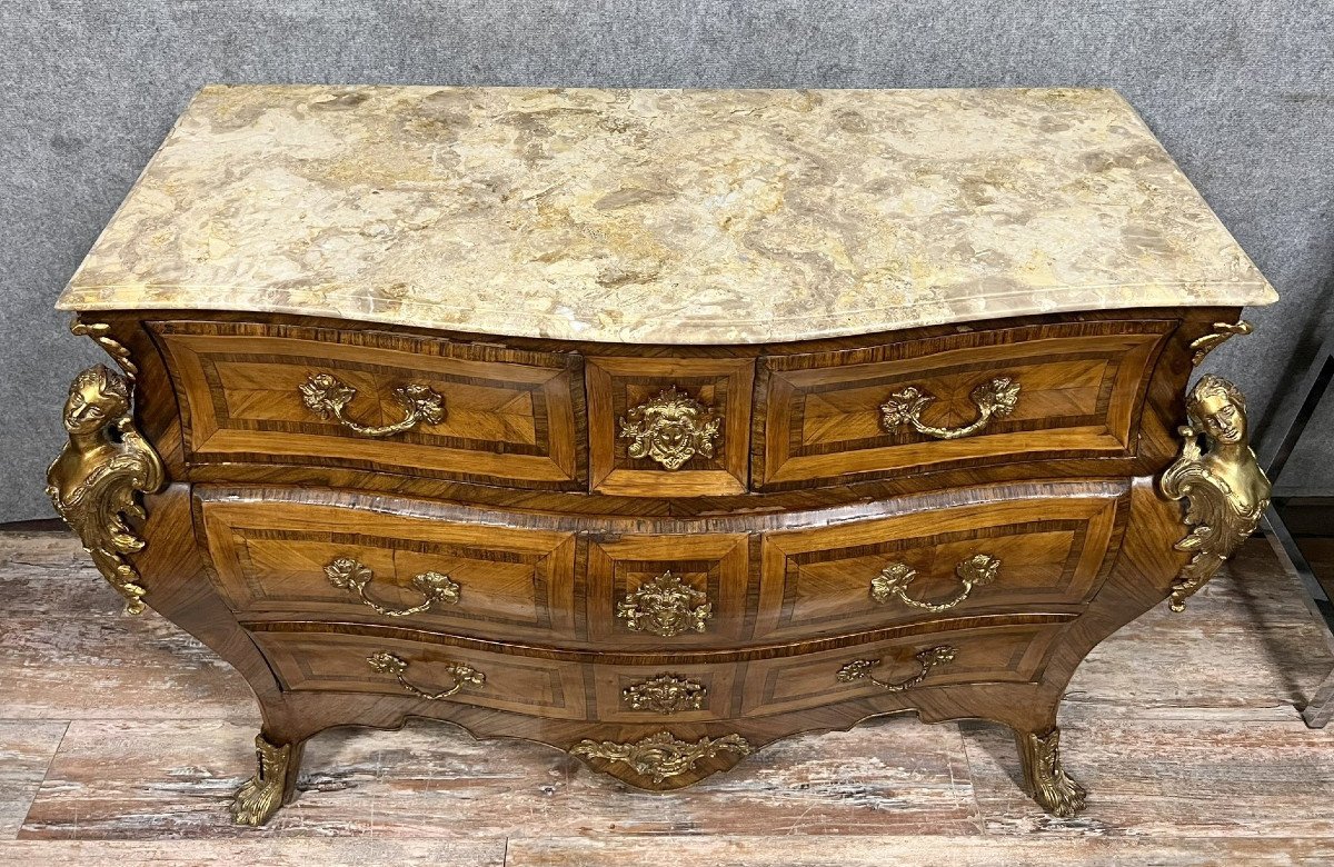 Commode tombeau style Louis XV en bois de violette et bois de rose époque début XXeme