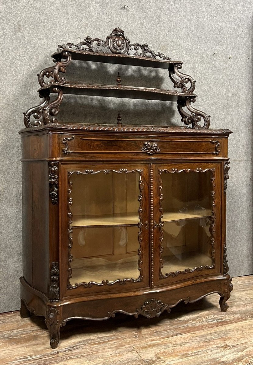 vitrine bibliothèque galbée époque Napoléon III en acajou vers 1850