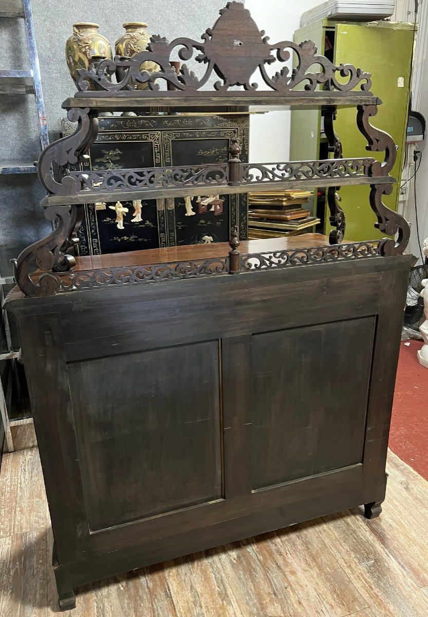 vitrine bibliothèque galbée époque Napoléon III en acajou vers 1850