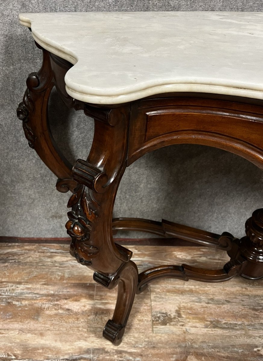 console galbée style Louis XV en acajou circa 1850 / 150cm