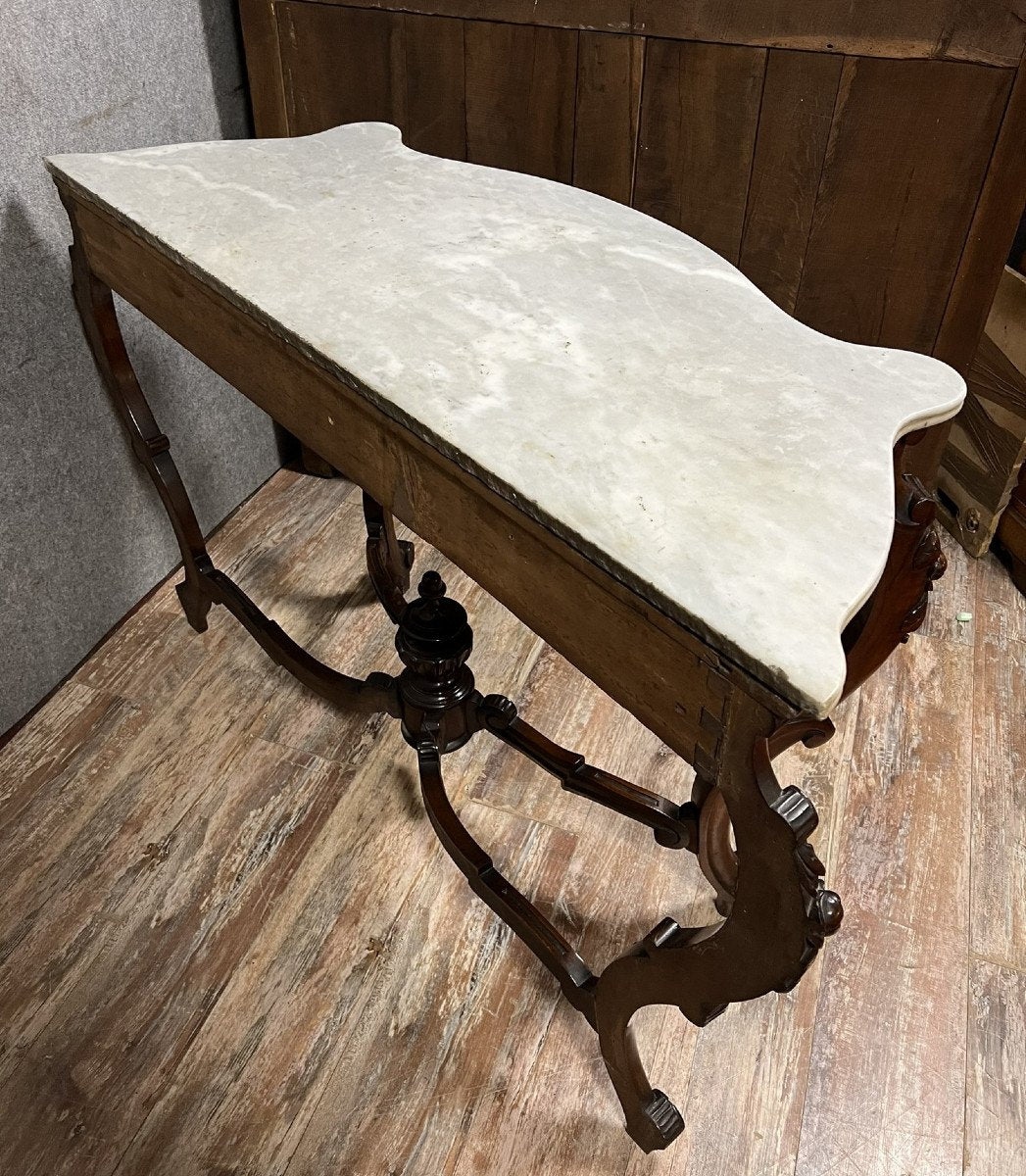 console galbée style Louis XV en acajou circa 1850 / 150cm