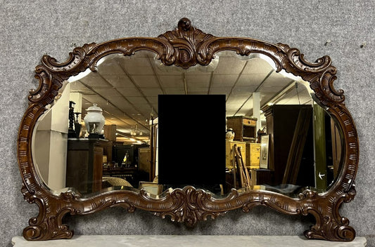 miroir galbé style Louis XV en acajou circa 1900 / 130cm