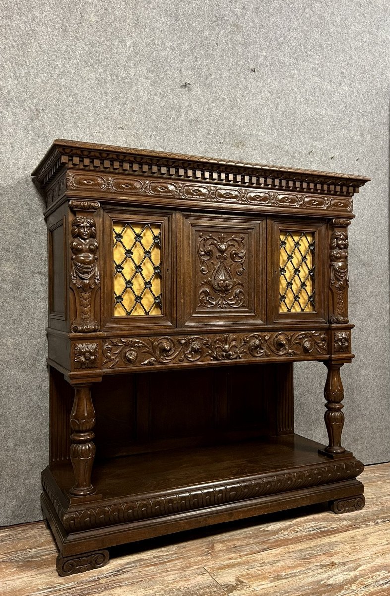 cabinet dressoir style Renaissance en noyer et chêne circa 1850