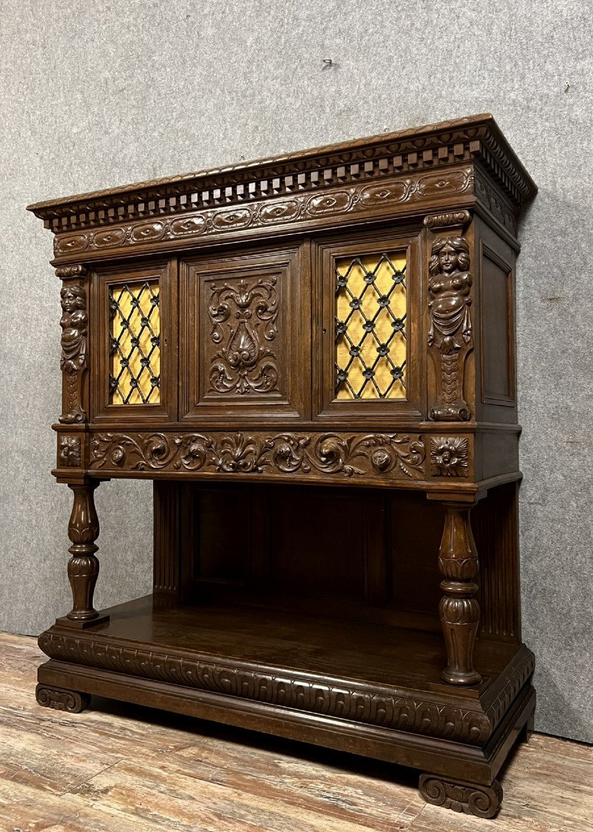 cabinet dressoir style Renaissance en noyer et chêne circa 1850