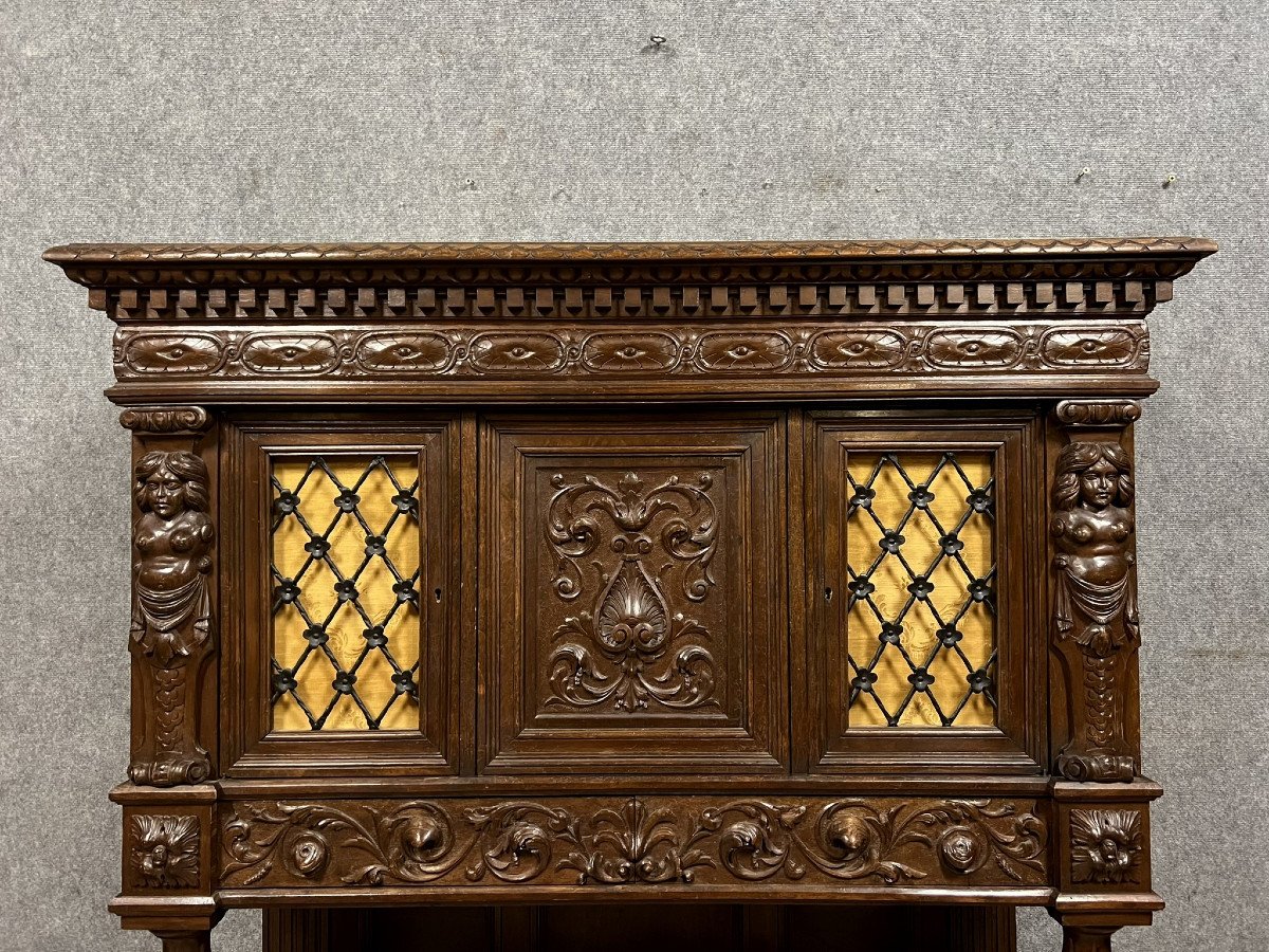 cabinet dressoir style Renaissance en noyer et chêne circa 1850