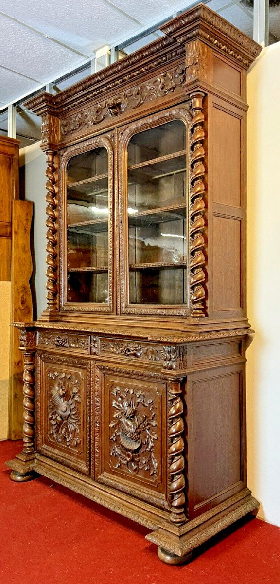 bibliothèque a deux corps style Renaissance en chêne circa 1850