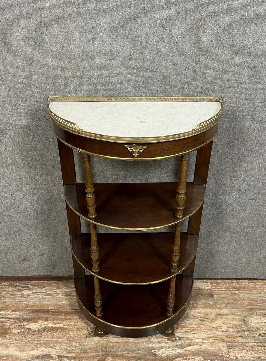 Console Parisienne de forme demi lune de style Louis XVI en acajou vers 1850