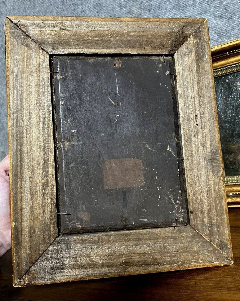 École Française vers 1900 : huile sur panneau / tableau signé (A)