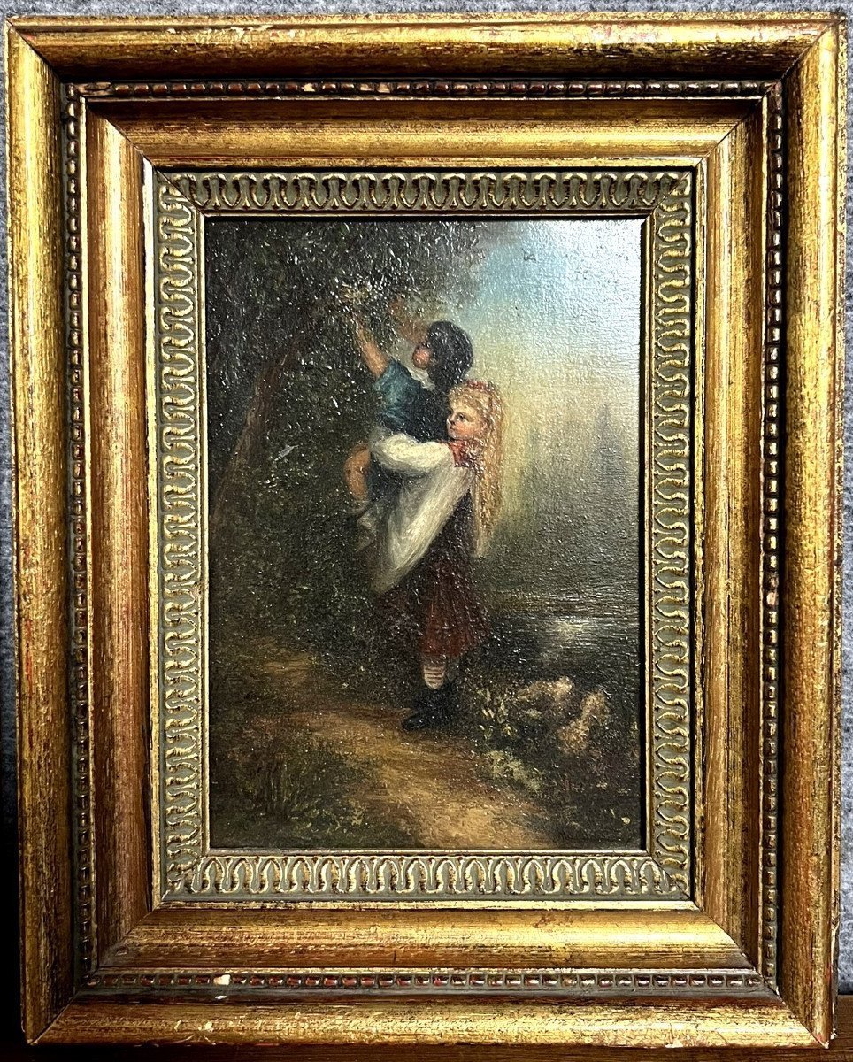 École Française vers 1900 : huile sur panneau / tableau signé (A)