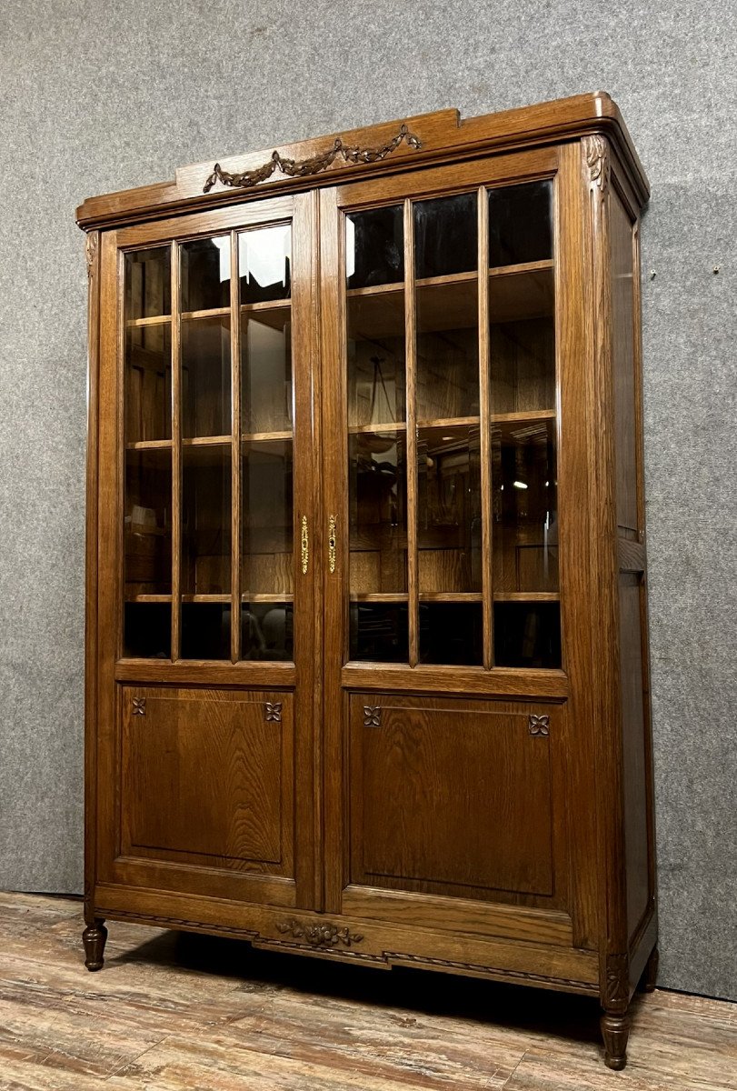bibliothéque style Louis XVI en chêne vers 1880