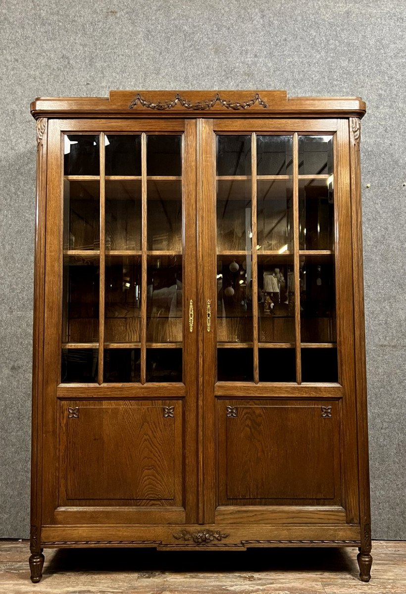 bibliothéque style Louis XVI en chêne vers 1880