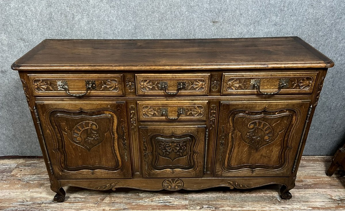 Buffet en enfilade style Louis XV en chêne massif vers 1900