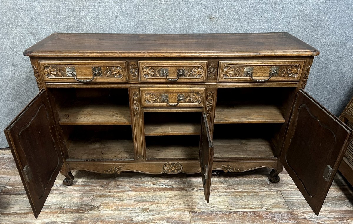 Buffet en enfilade style Louis XV en chêne massif vers 1900