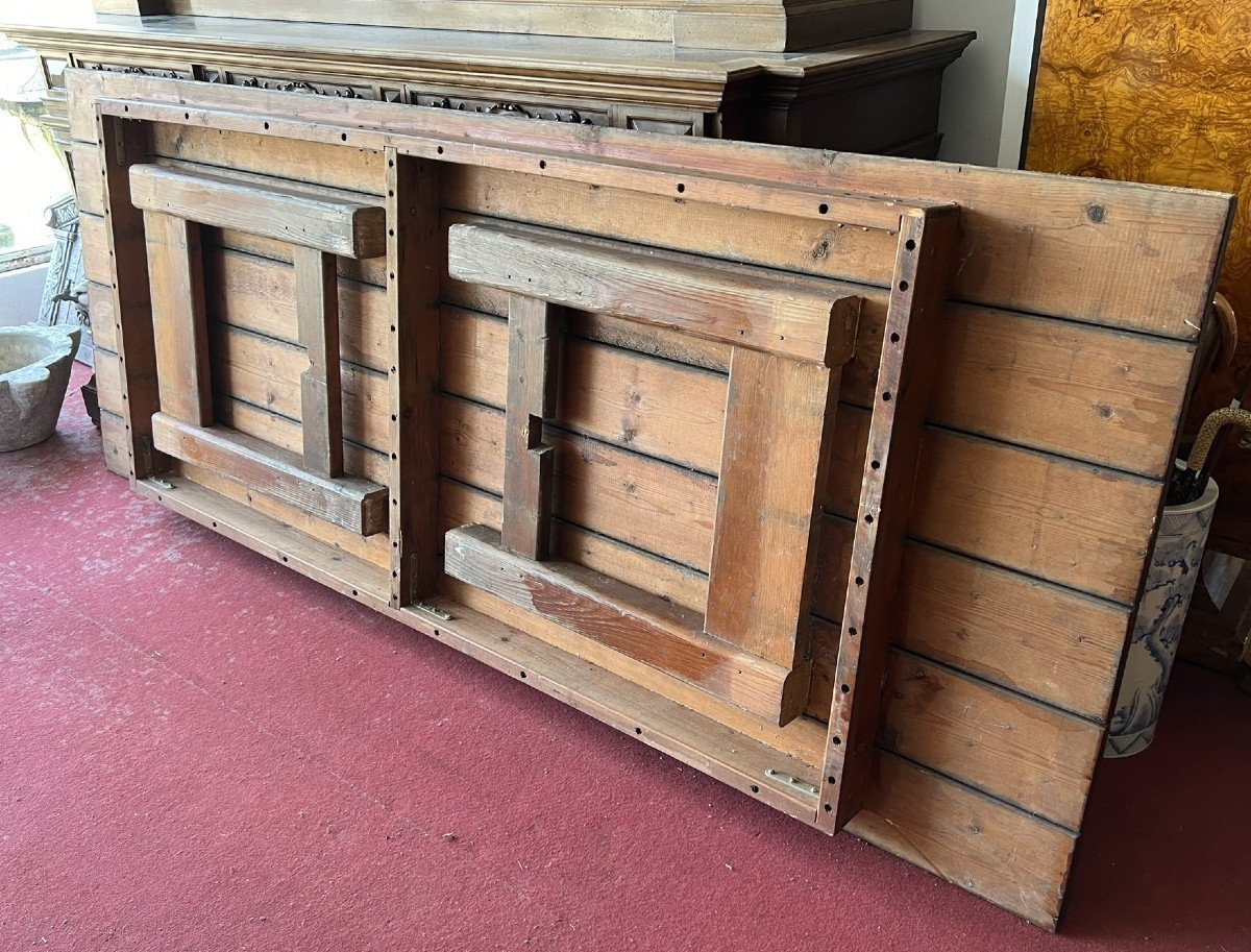 table de guinguette pliante en bois lamellé vers 1900-1930