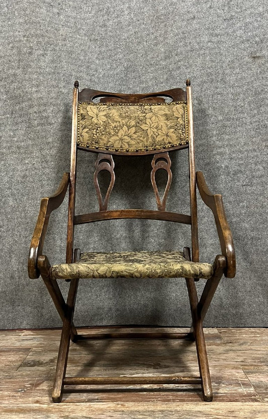 fauteuil pliant époque Art Nouveau en bois teinté Vers 1900