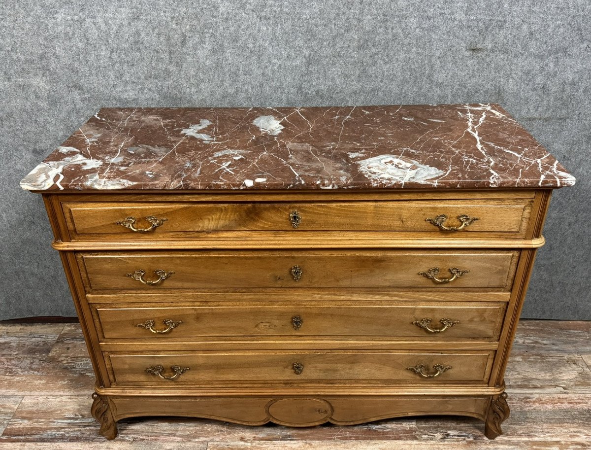 commode style Louis XV en noyer vers 1880