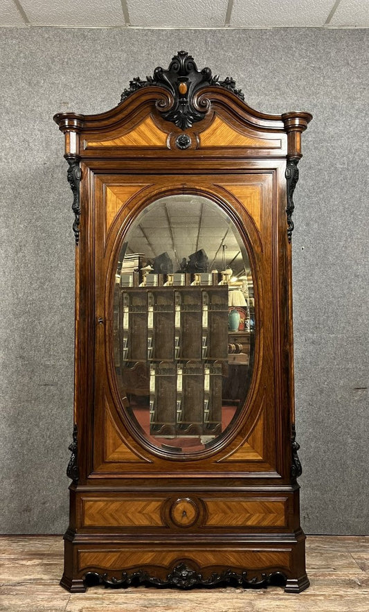 armoire époque Napoléon III en bois de rose, palissandre et bois noirci vers 1850