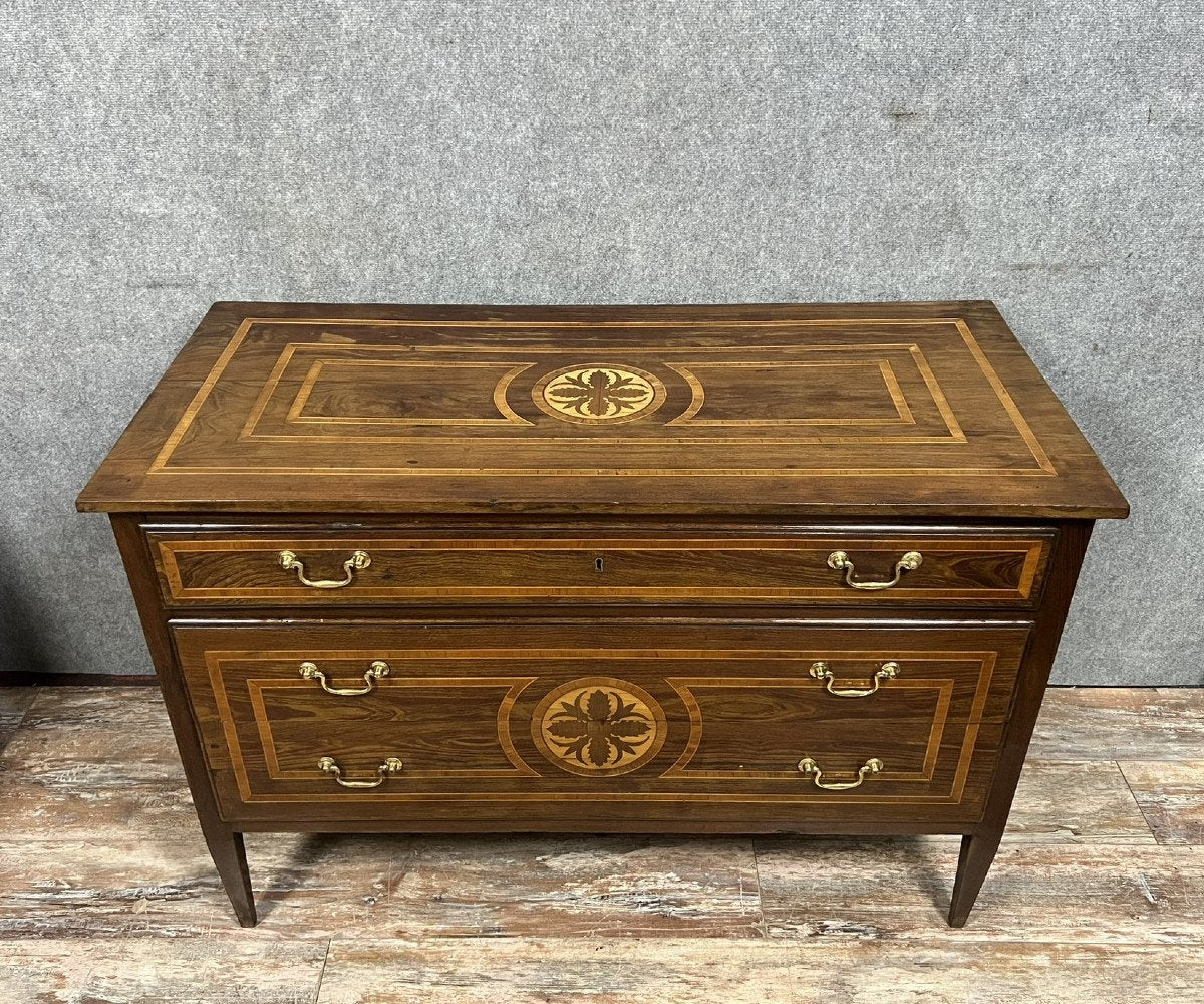 commode Italienne époque Louis XVI en marqueterie vers 1780