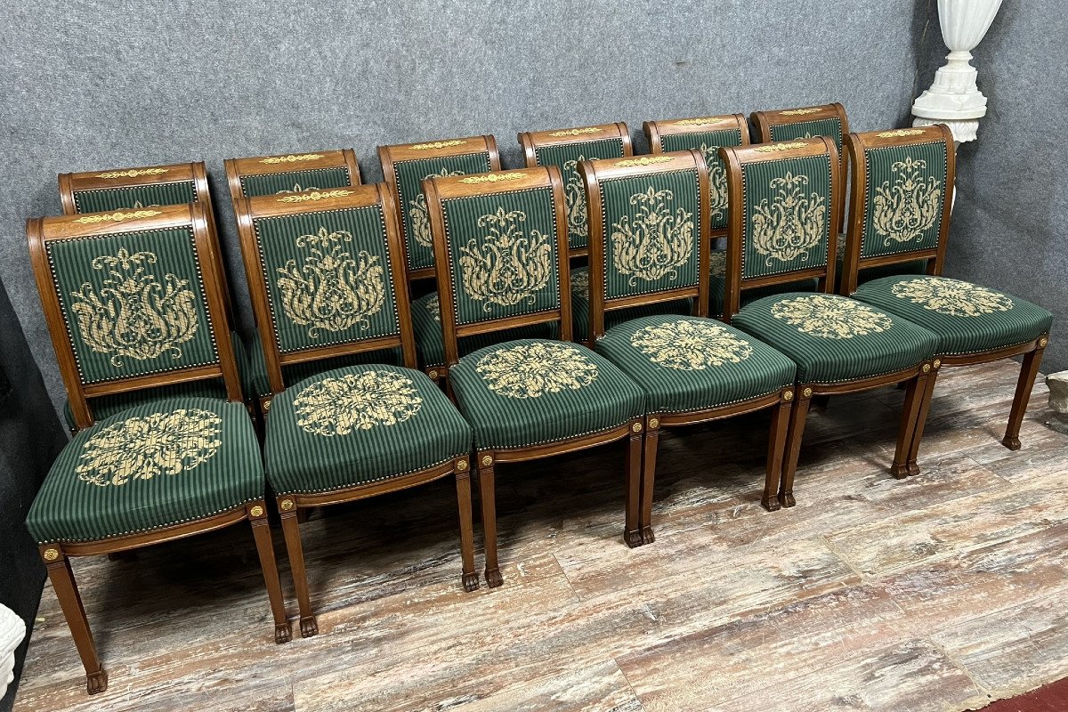 série de 12 chaises style Empire en acajou vers 1880