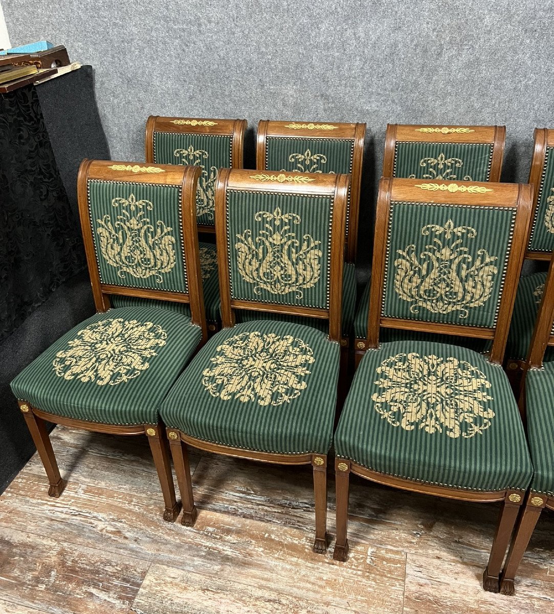 série de 12 chaises style Empire en acajou vers 1880