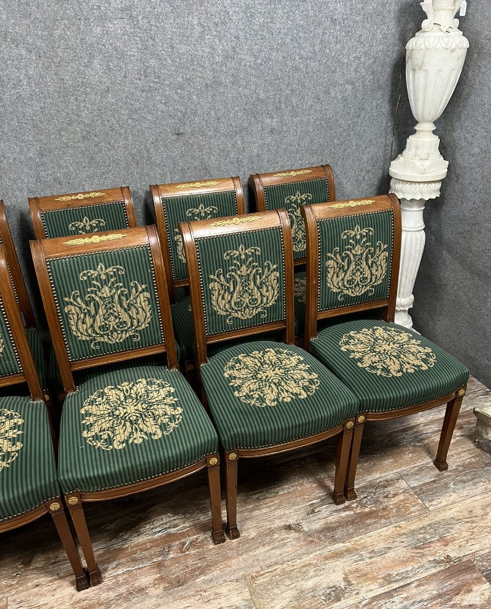 série de 12 chaises style Empire en acajou vers 1880