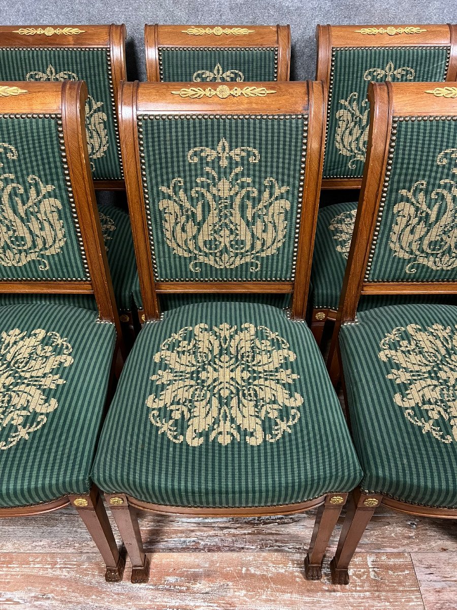 série de 12 chaises style Empire en acajou vers 1880