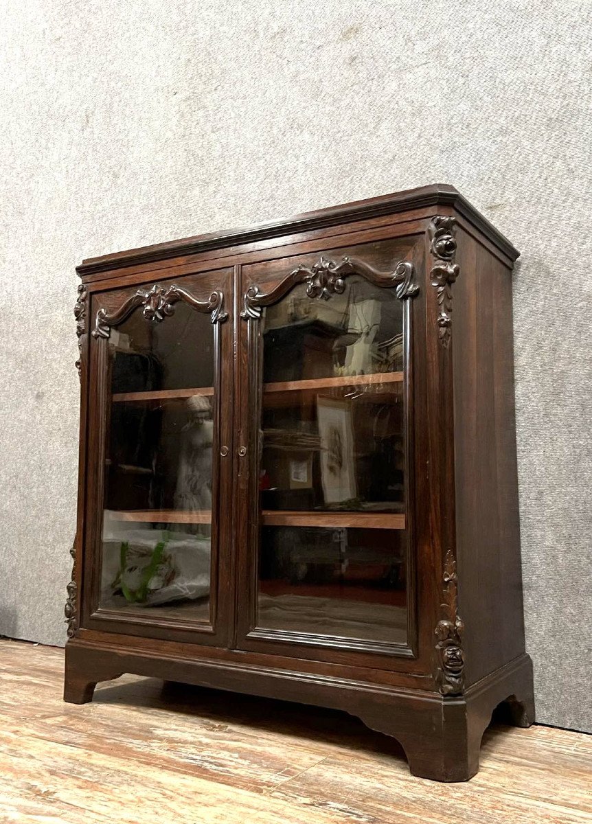 vitrine bibliothèque époque Napoléon III en acajou vers 1850